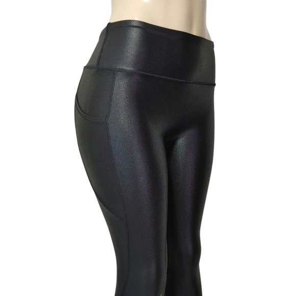Retro Gong Womens Faux Leather Ankle Leggings Stretch High Waisted Size S - Picture 4 of 13